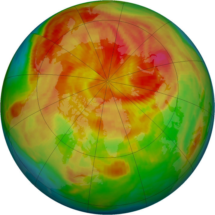 Arctic ozone map for 10 April 1999